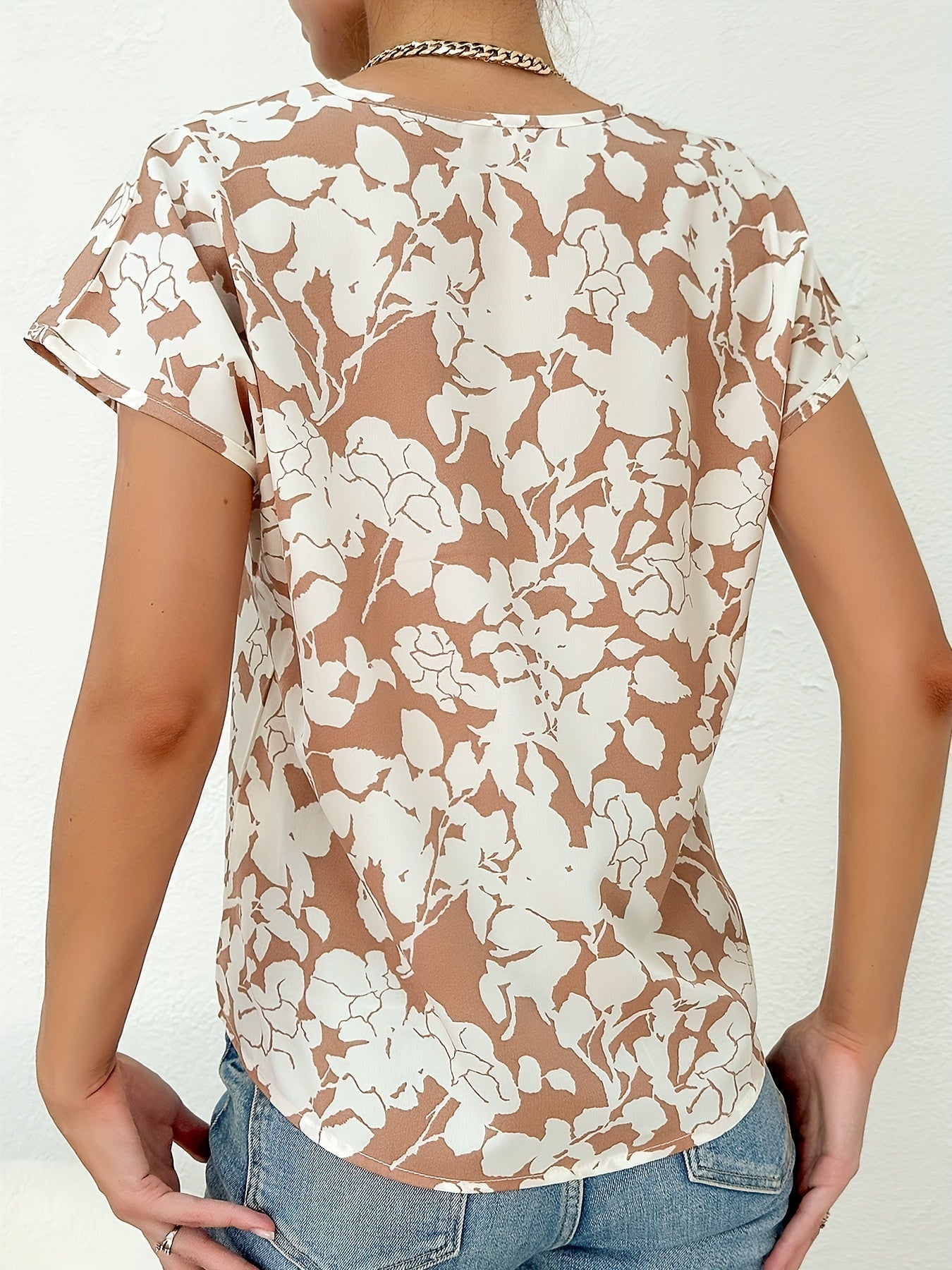Simona- Damen Elegante Bluse Beige 1