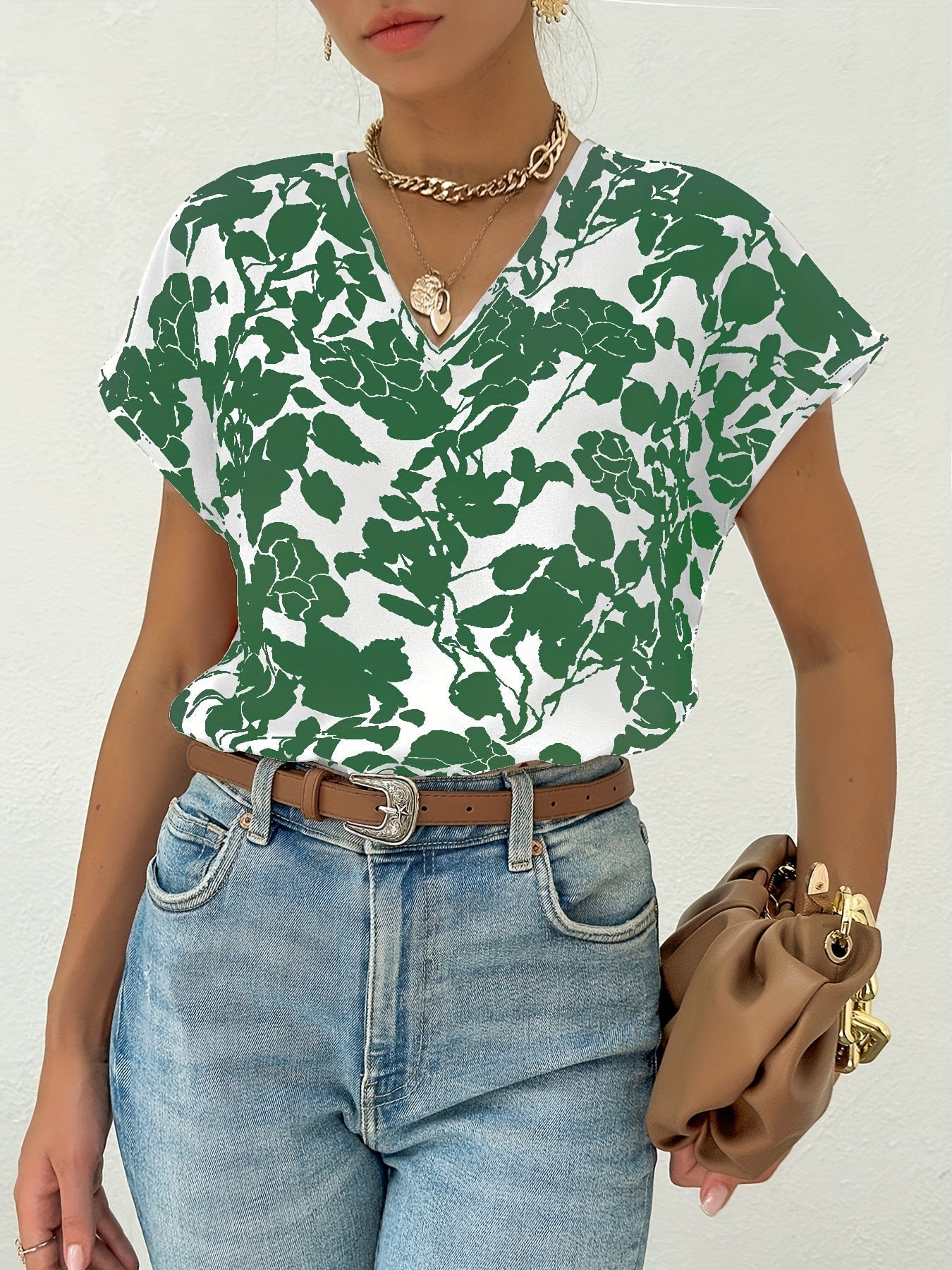 Simona- Damen Elegante Bluse Grün