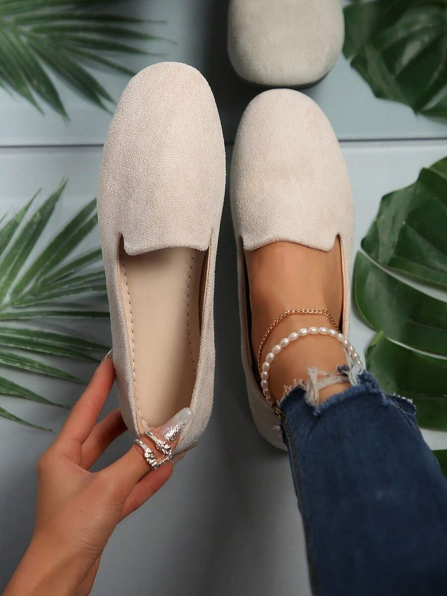 Simone – Damen Loafers Beige Rundzehen Frühling Herbst Schlupf 1