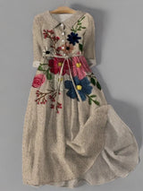 Fianna - Vintage-inspiriertes Kleid mit botanischer Spitze und Taschen