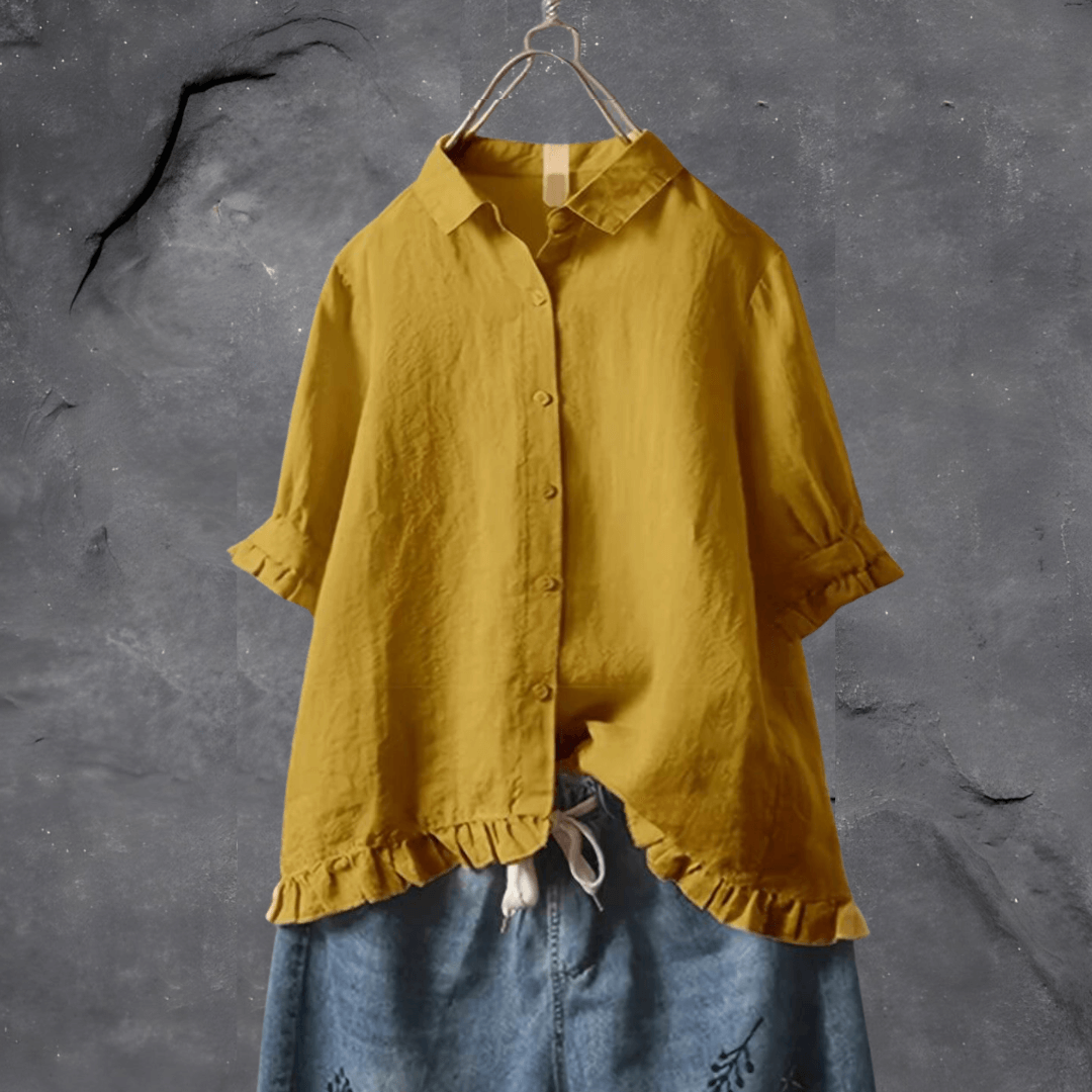 Solveig- Damen Elegante Bluse Gelb