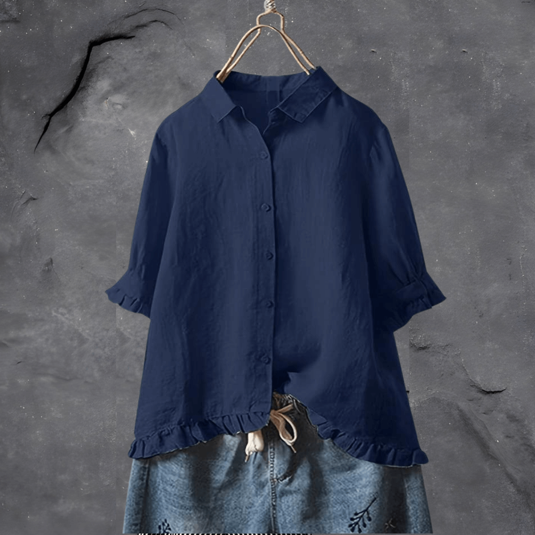 Solveig- Damen Elegante Bluse Marineblau