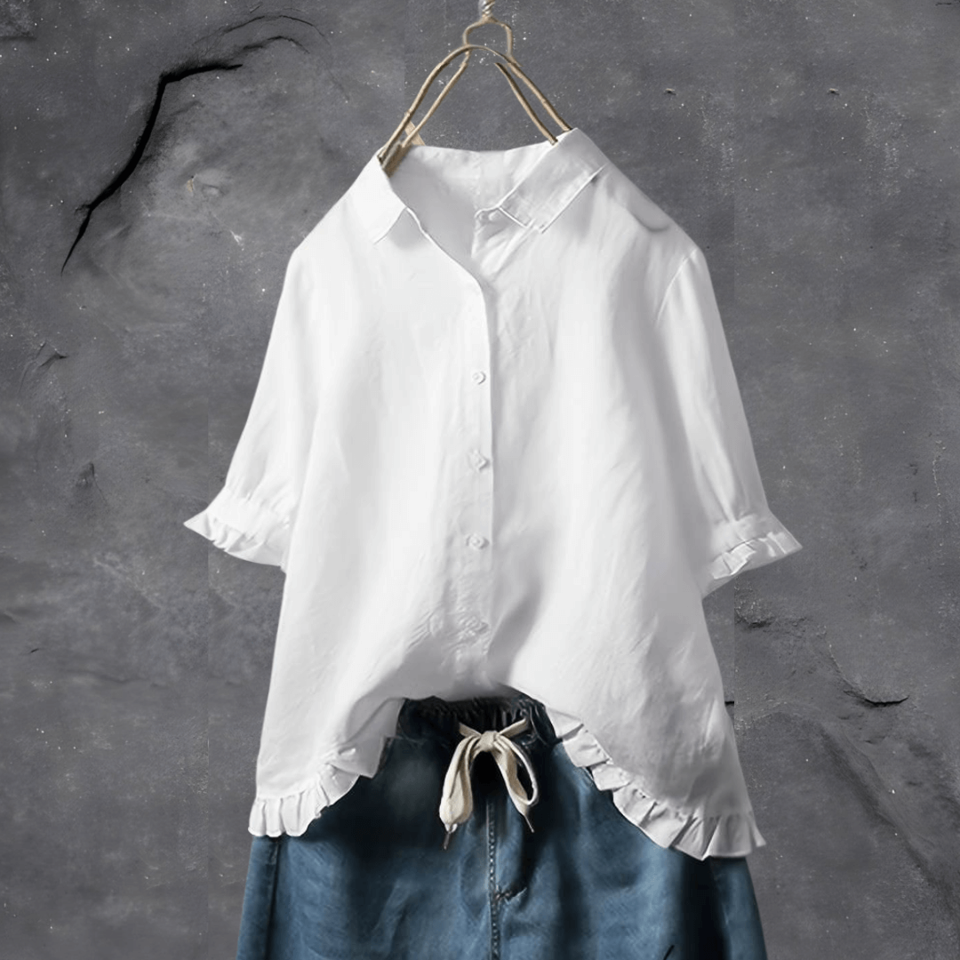 Solveig- Damen Elegante Bluse Weiß