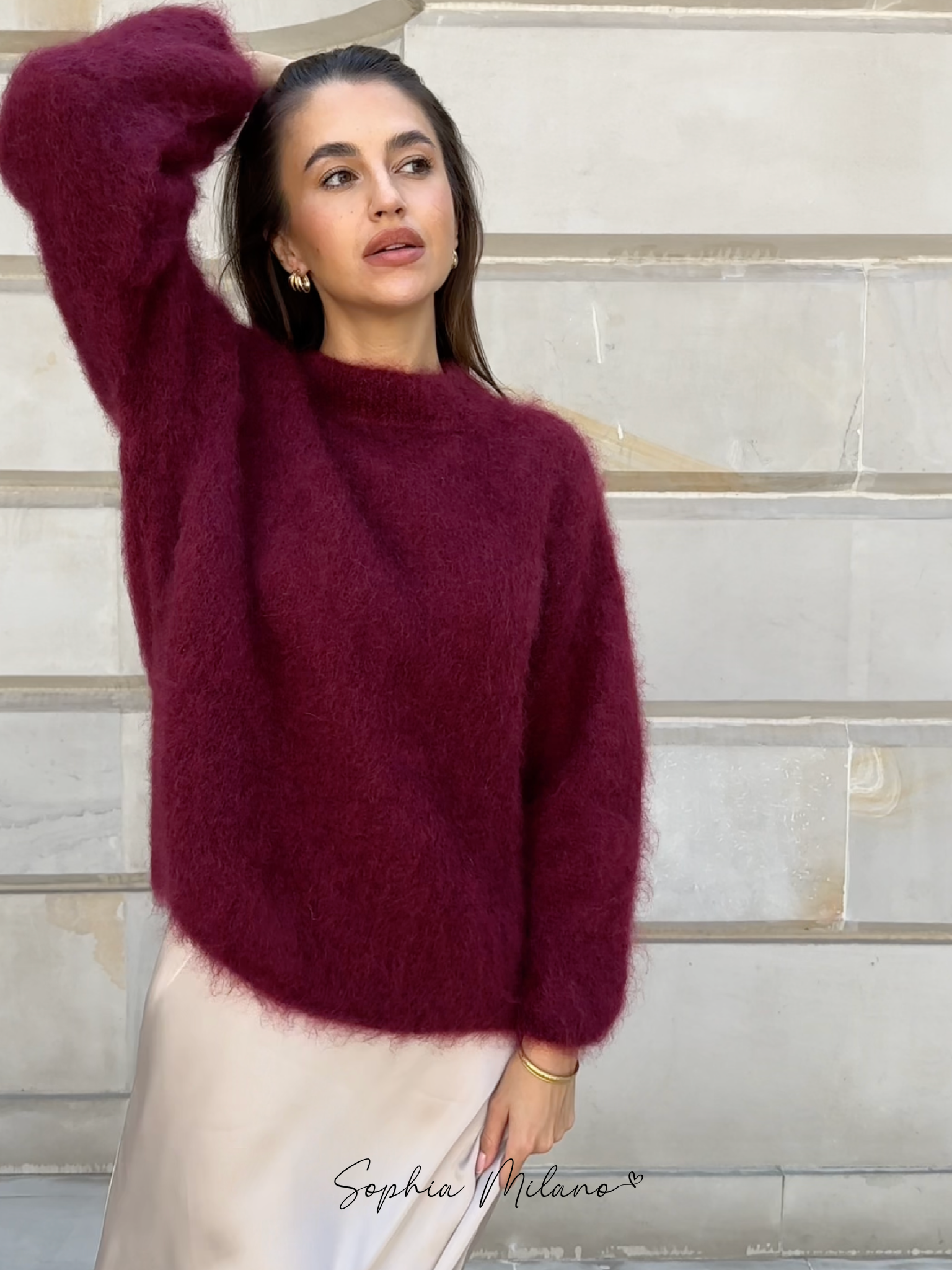  Sophia - Mohair Rundhals-Pullover Bordeaux 2