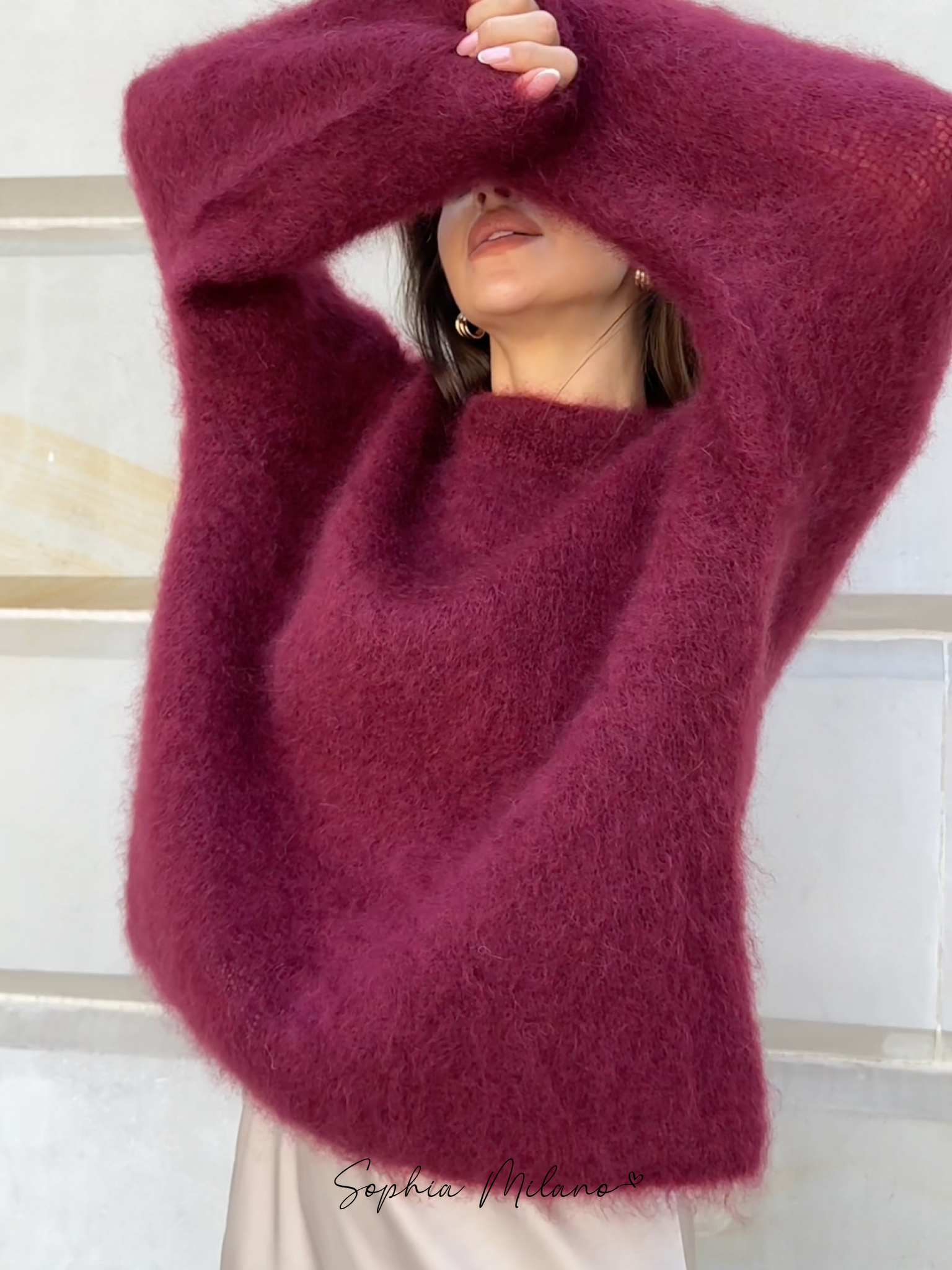  Sophia - Mohair Rundhals-Pullover Bordeaux 3