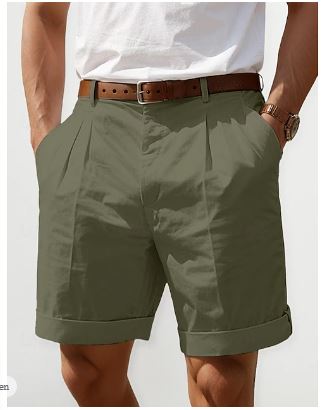 Sten- Herren Sommer Leinen Shorts Grün