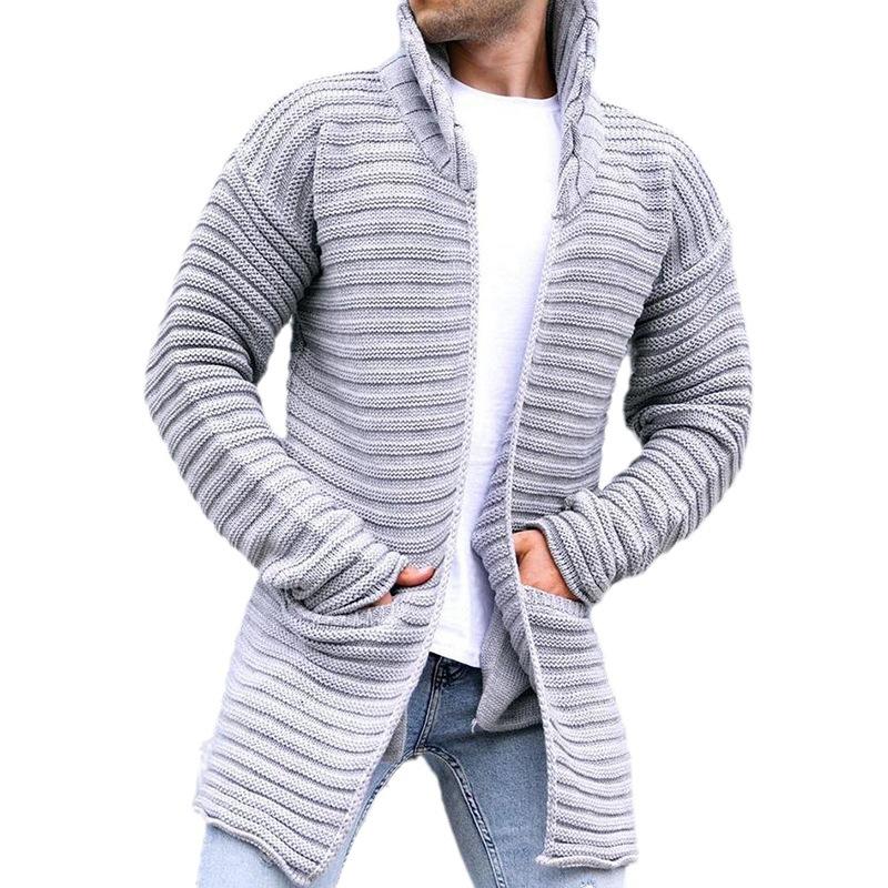 Dirkwin - Lange Herren Strickjacke mit Kapuze