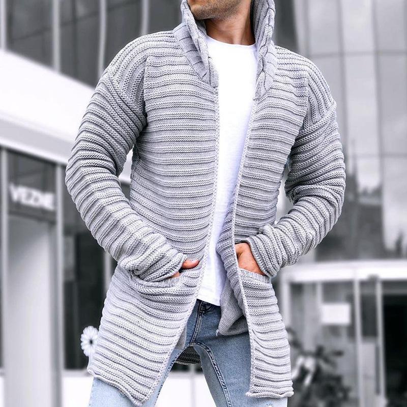 Dirkwin - Lange Herren Strickjacke mit Kapuze
