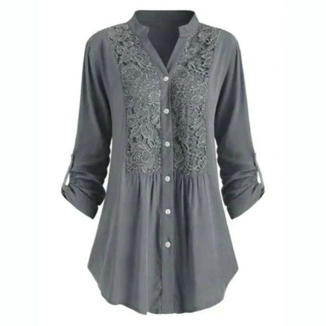 Sybille - Bluse Lang & Stilvoll Grau