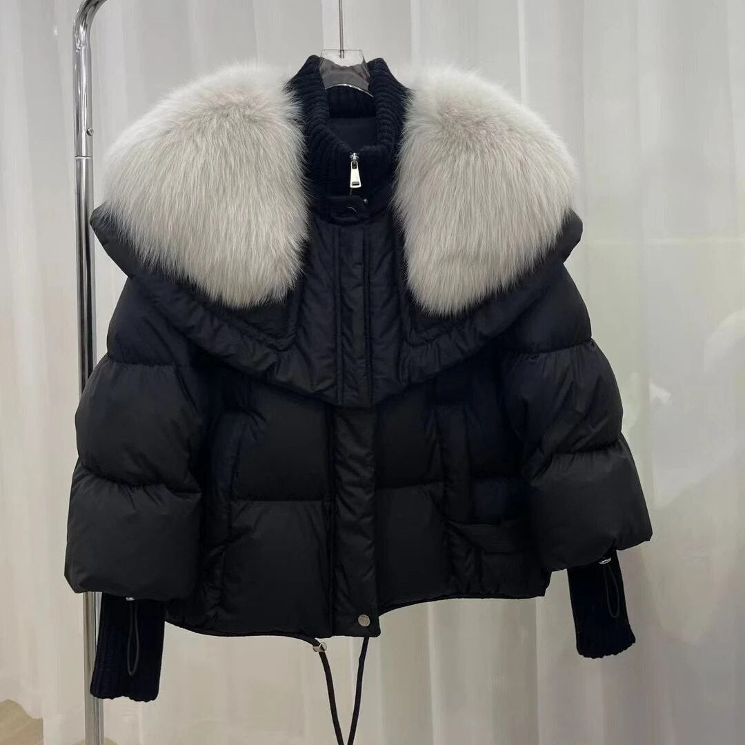 Sybille - Damen Dicke Winterjacke Warm Kuschelig Komfort Schwarz