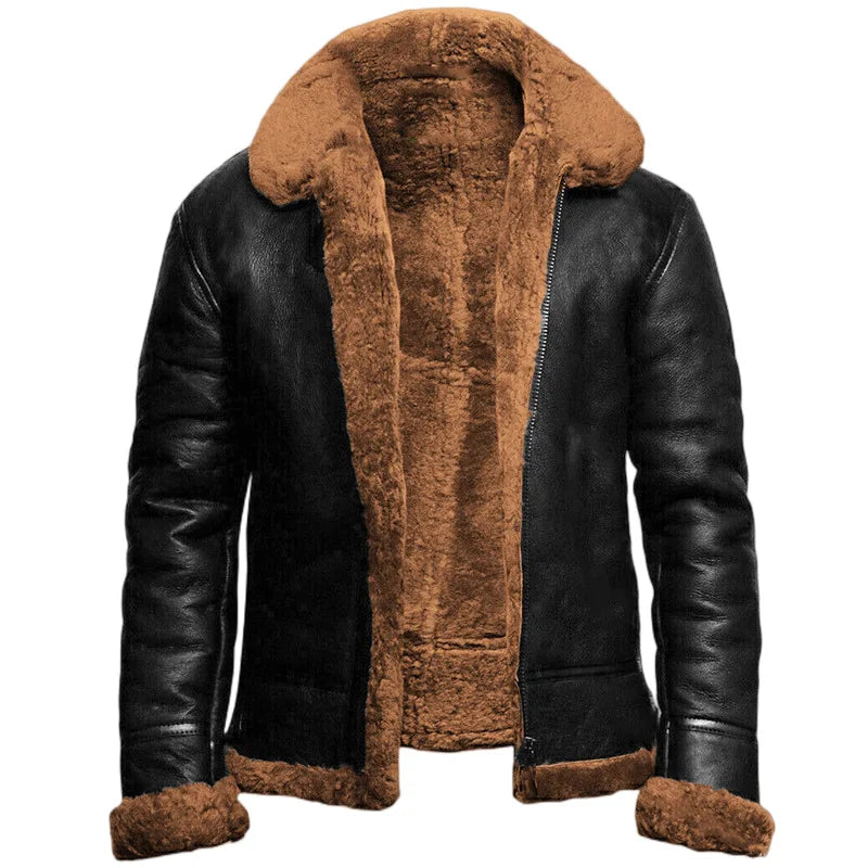 Sylvana - Damen Shearling Lederjacke Winter Warm Luxus Braun