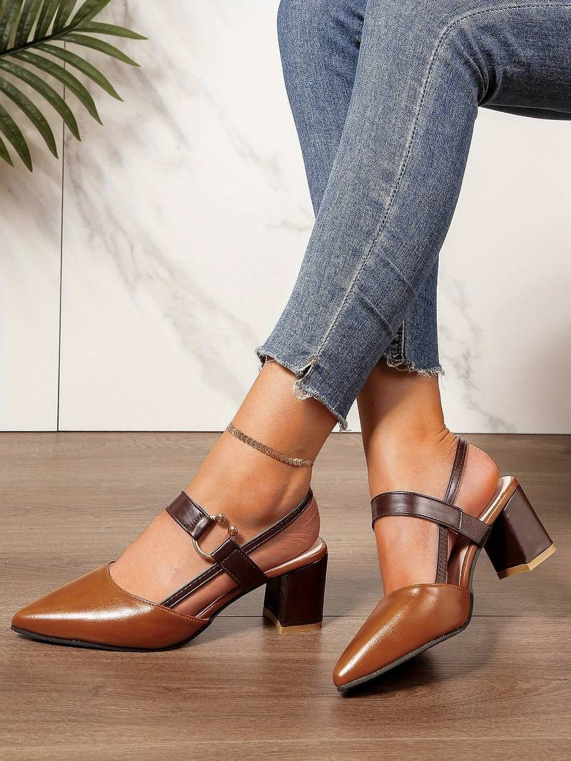 Tanja - Damenschuhe mit Absatz und Knöchelriemen Braun 2