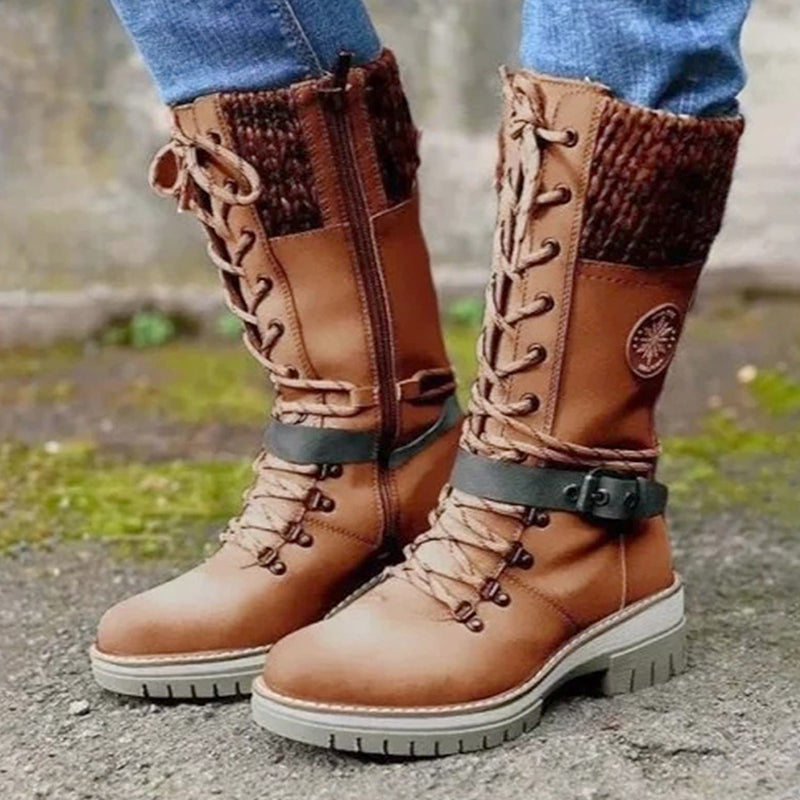 Tanja - Schneestiefel Wasserdicht Warm Kniehoch Rutschfest Braun