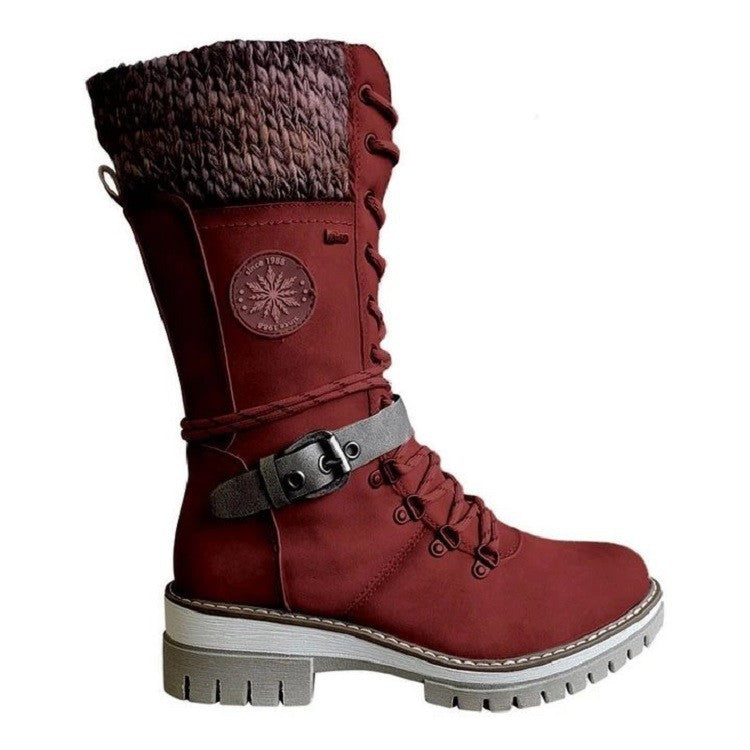 Tanja - Schneestiefel Wasserdicht Warm Kniehoch Rutschfest Rot