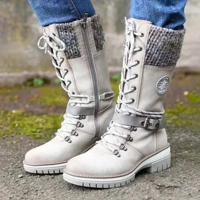 Tanja - Schneestiefel Wasserdicht Warm Kniehoch Rutschfest Weiß