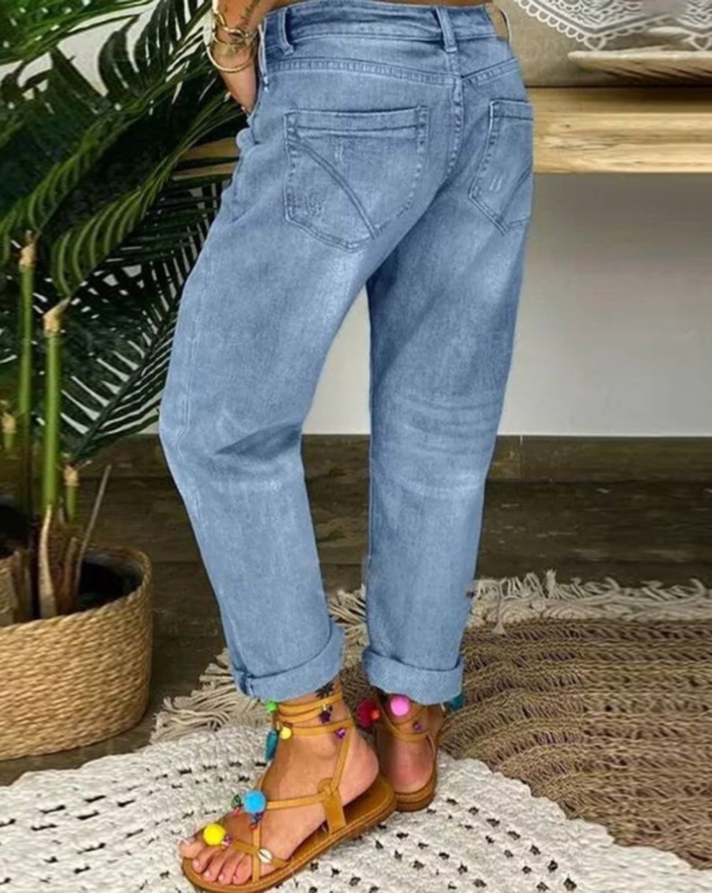 Telse - Damen-Jeans aus Denim mit Knopfverschluss Blau 3