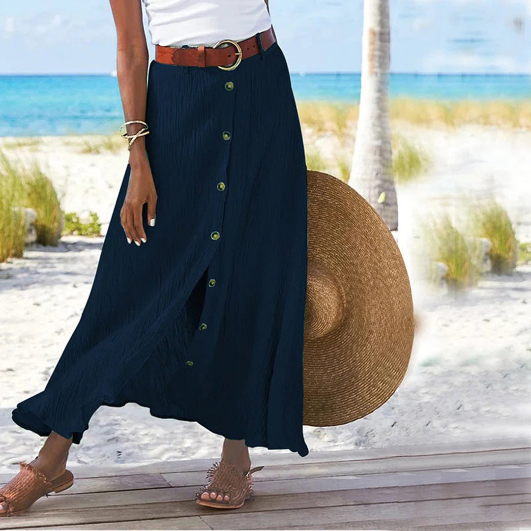 Thora- Elegante A-Linien Baumwollrock Marineblau