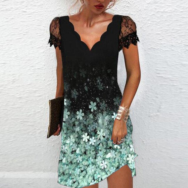 Tilda - Elegantes Kleid mit Spitzenbesatz für Damen Grun