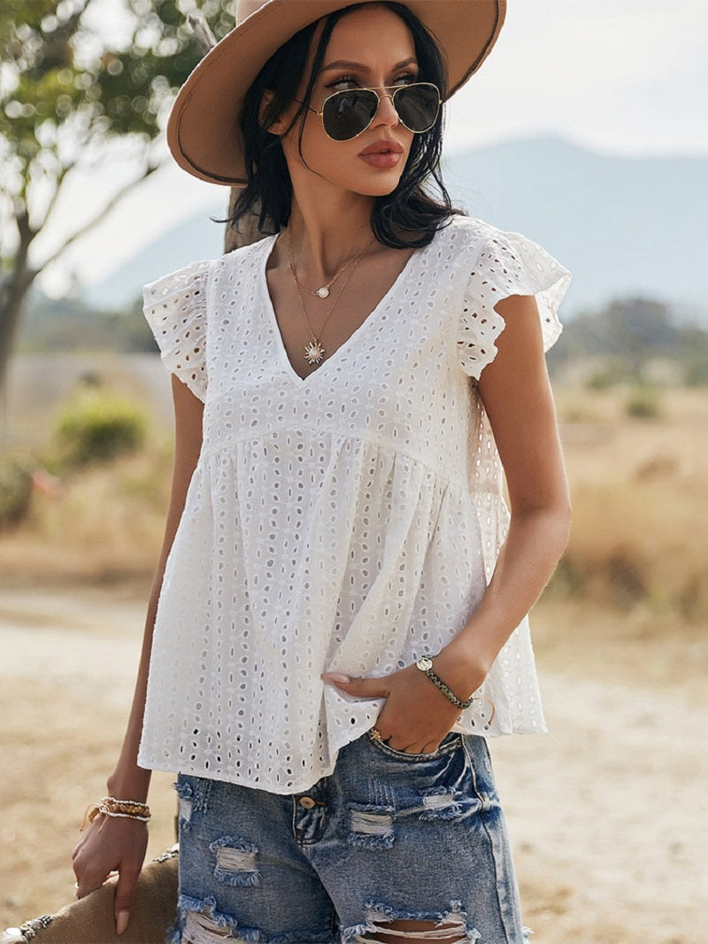 Tineke – Weißes Spitzentop im Boho-Stil 