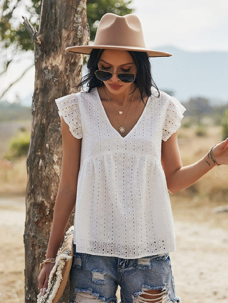 Tineke – Weißes Spitzentop im Boho-Stil 1