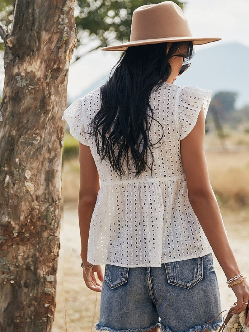 Tineke – Weißes Spitzentop im Boho-Stil  2