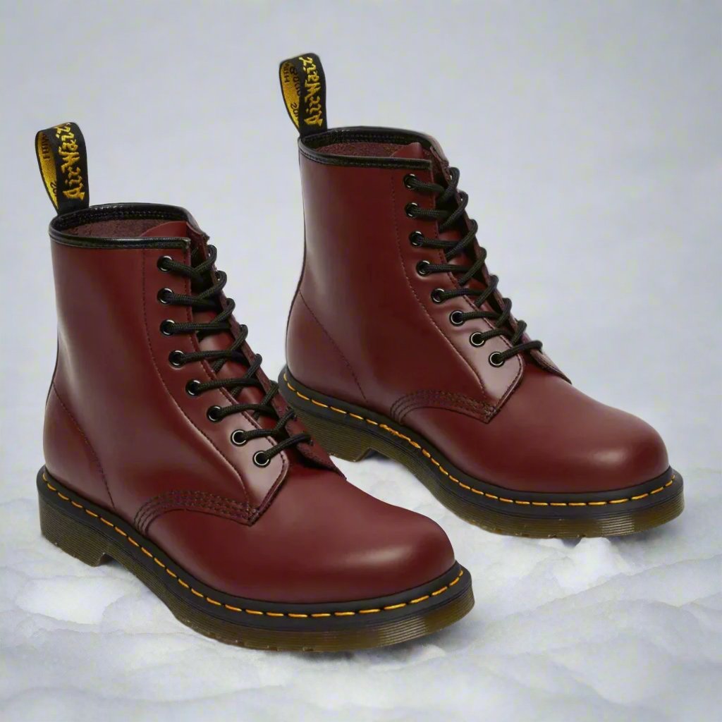Tobias - Schnürstiefel Elegant Leder Warm Rutschfest Bordeaux