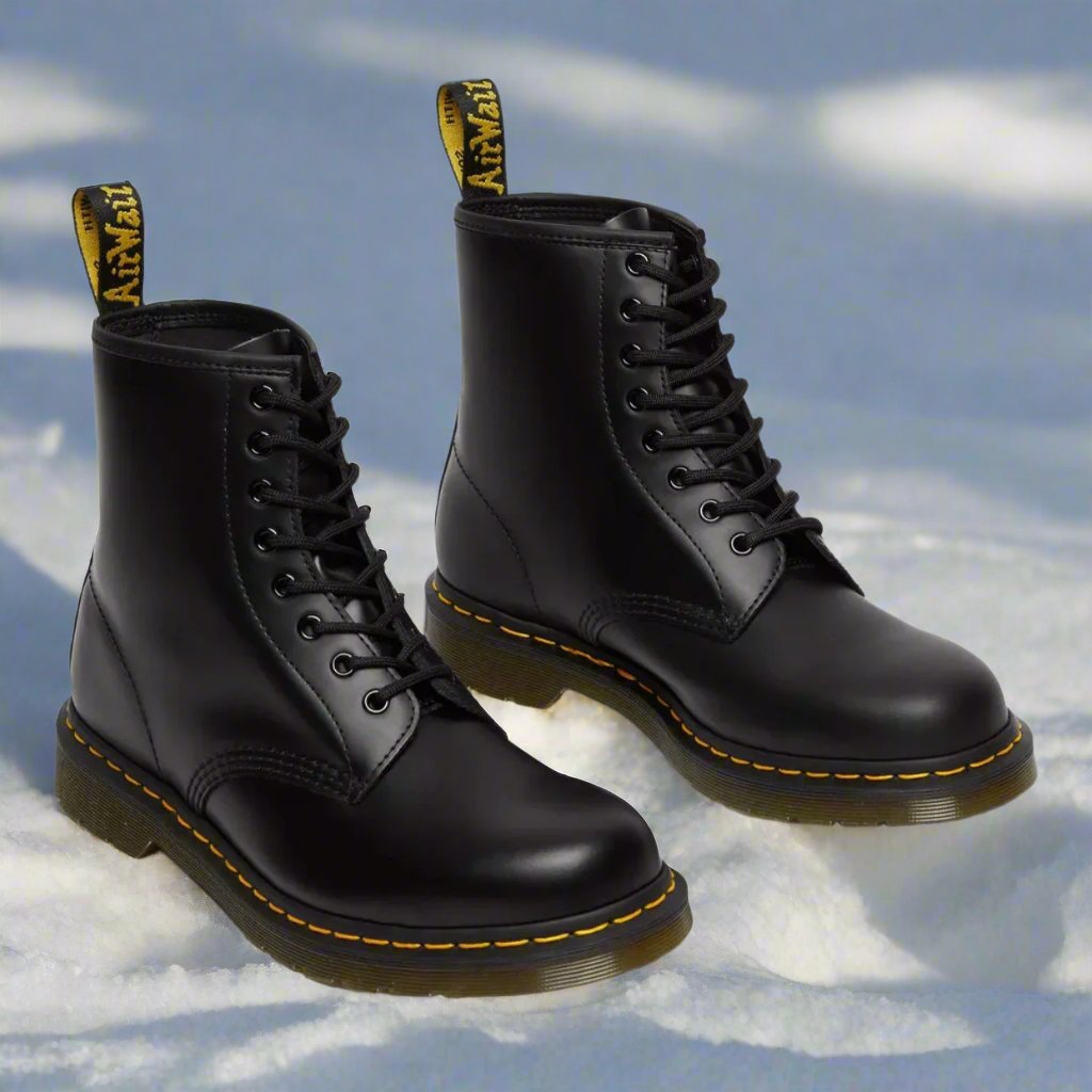Tobias - Schnürstiefel Elegant Leder Warm Rutschfest Schwarz