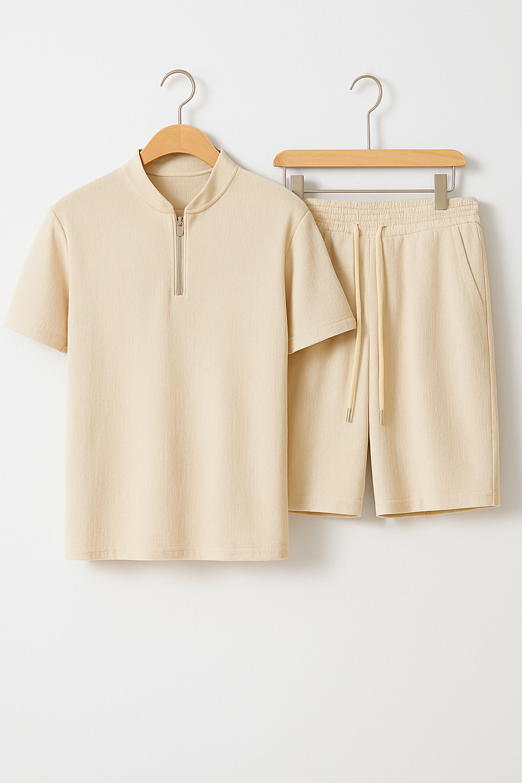 Tomás - Waffelstrick-Set mit Reißverschlusskragen - Khaki 1