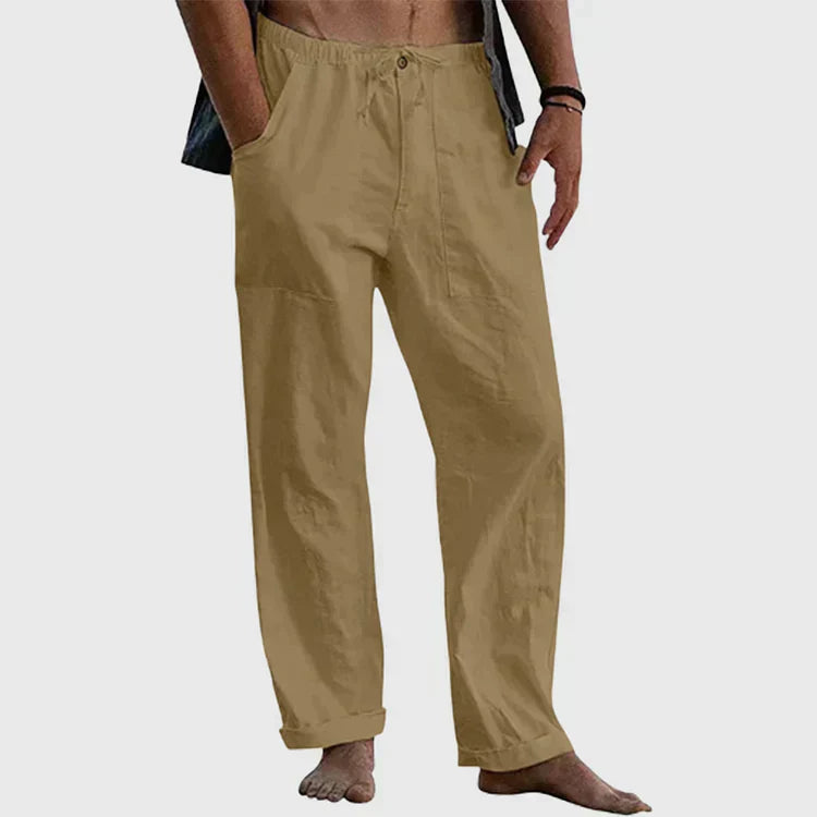 Ugur- Herren Klassische Leinenhose Braun