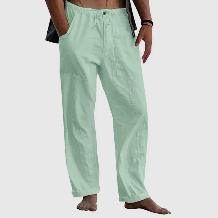 Ugur- Herren Klassische Leinenhose Grün
