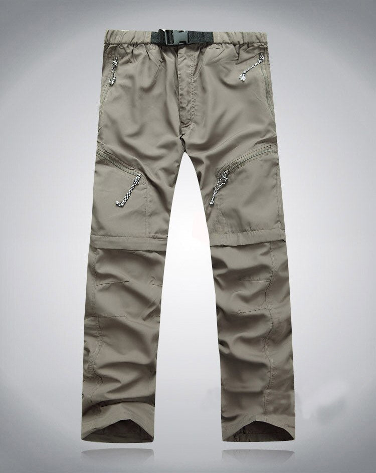 Ulbert - Herren Zip-Off Hosen mit elastischem Bund Khaki