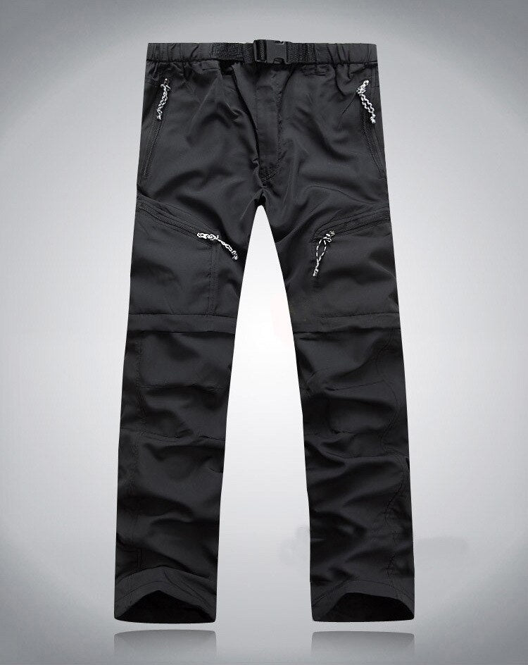 Ulbert - Herren Zip-Off Hosen mit elastischem Bund Schwarz
