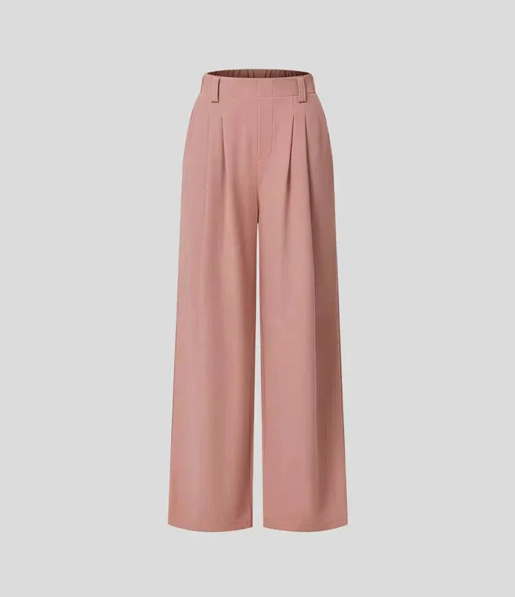 Ulrika - Damenhose mit weitem Bein und Falten sowie elastischem Bund Rosa 2
