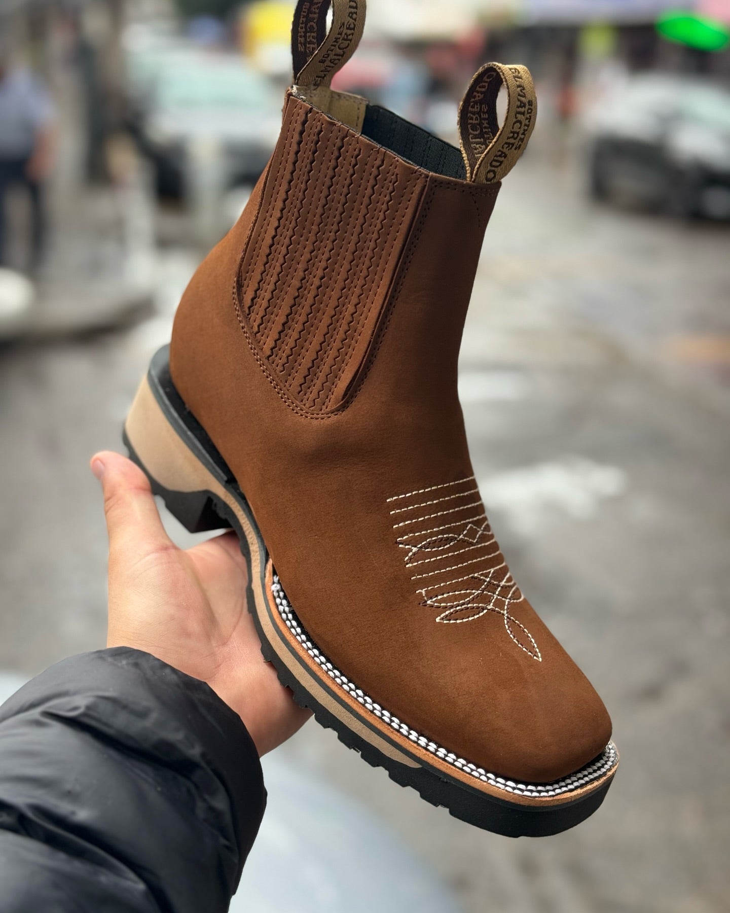 Ulvi – Unisex Orthopädische Cowboy Stiefel Leder Khaki