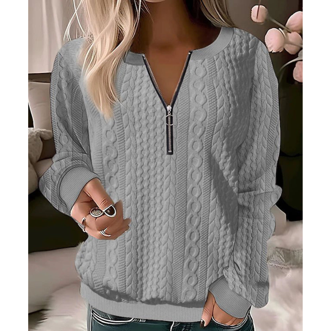 Undine - Pullover Elegant V Ausschnitt Weich Modern Grau