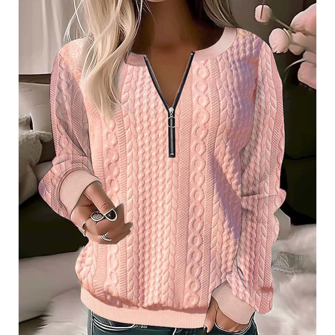 Undine - Pullover Elegant V Ausschnitt Weich Modern Rosa