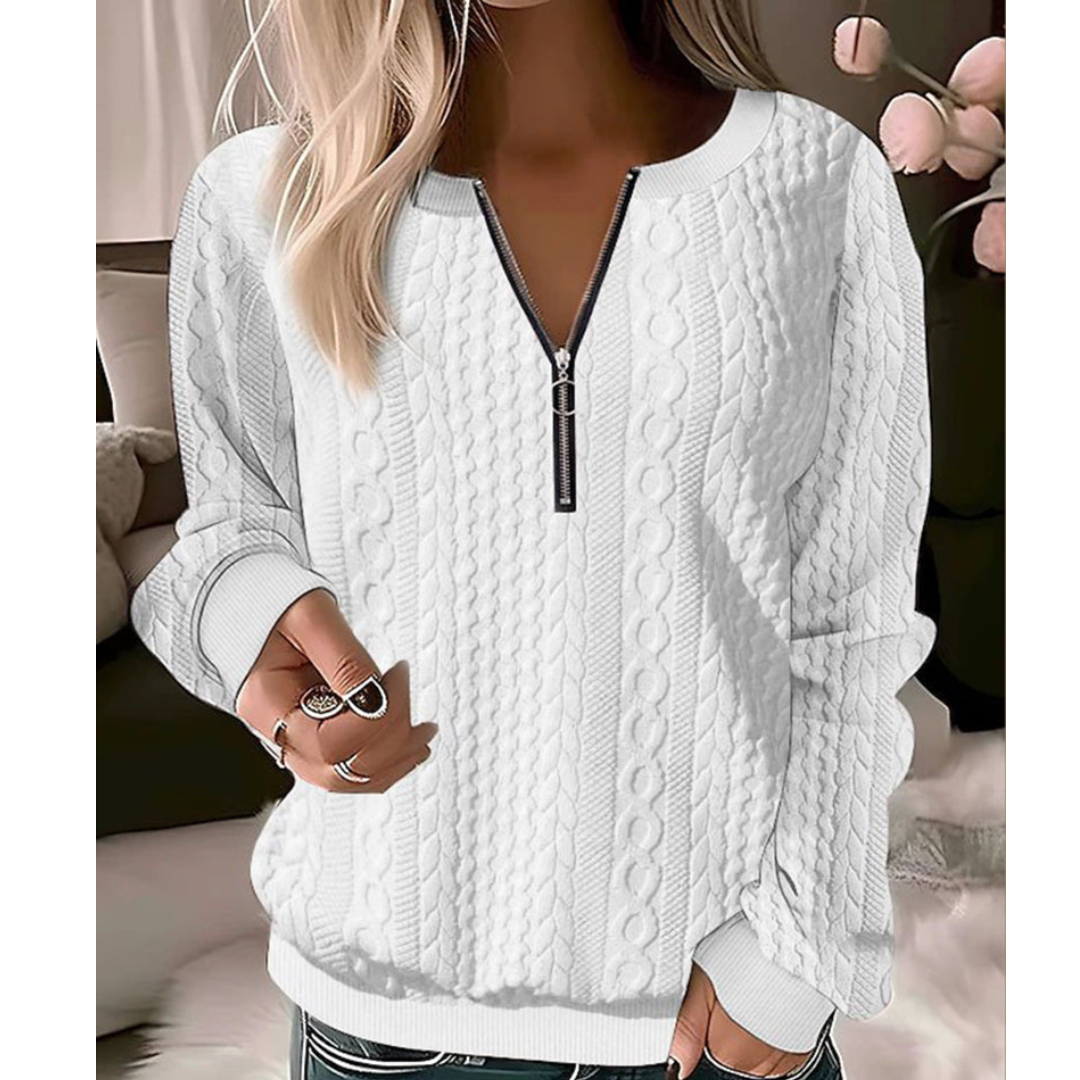 Undine - Pullover Elegant V Ausschnitt Weich Modern Weiß