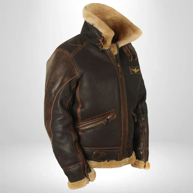 Tristian - Fliegerjacke Exklusiv Fellkragen Warm Elegant