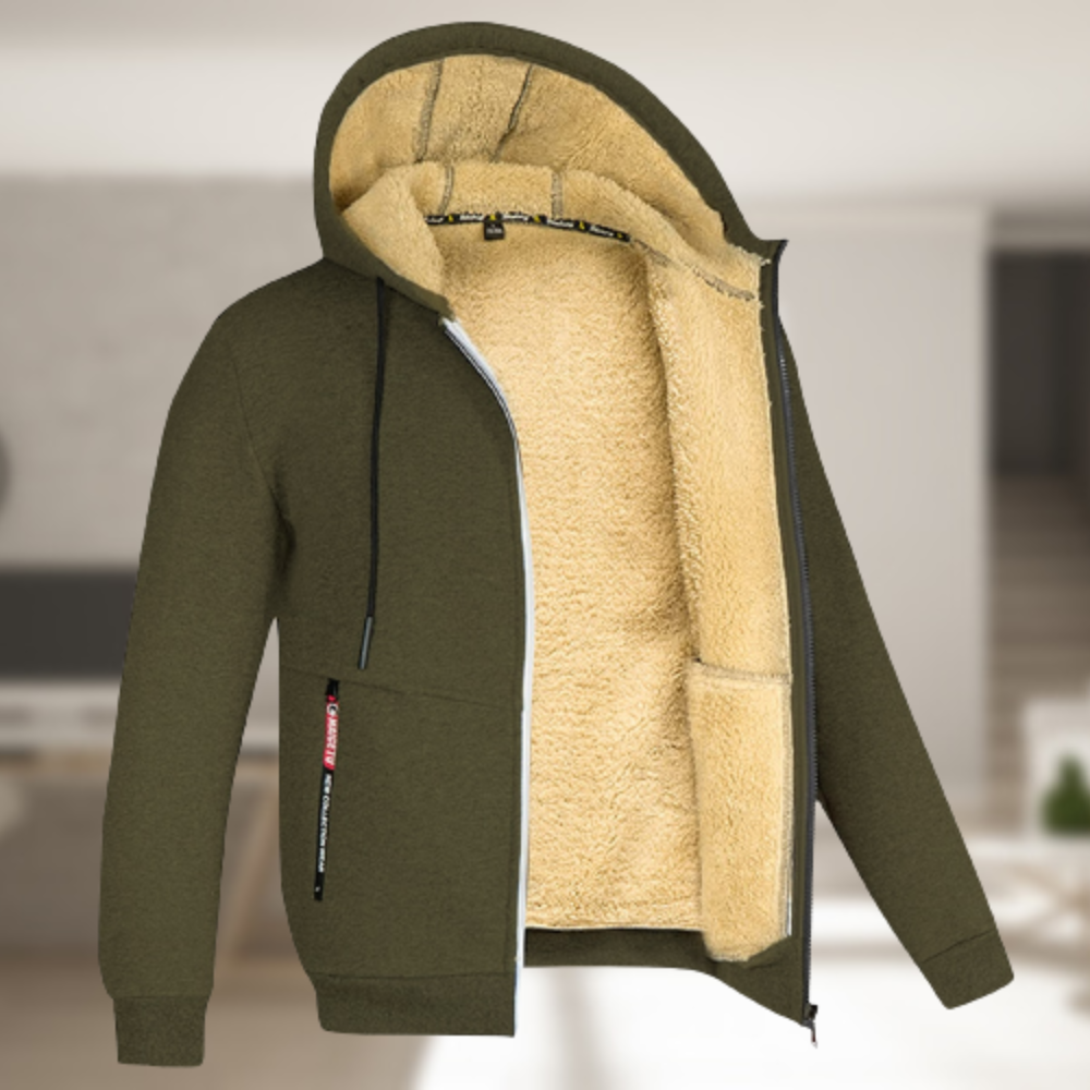 Robert - Herren Winterjacke Lässig Warm Kapuze Fleece
