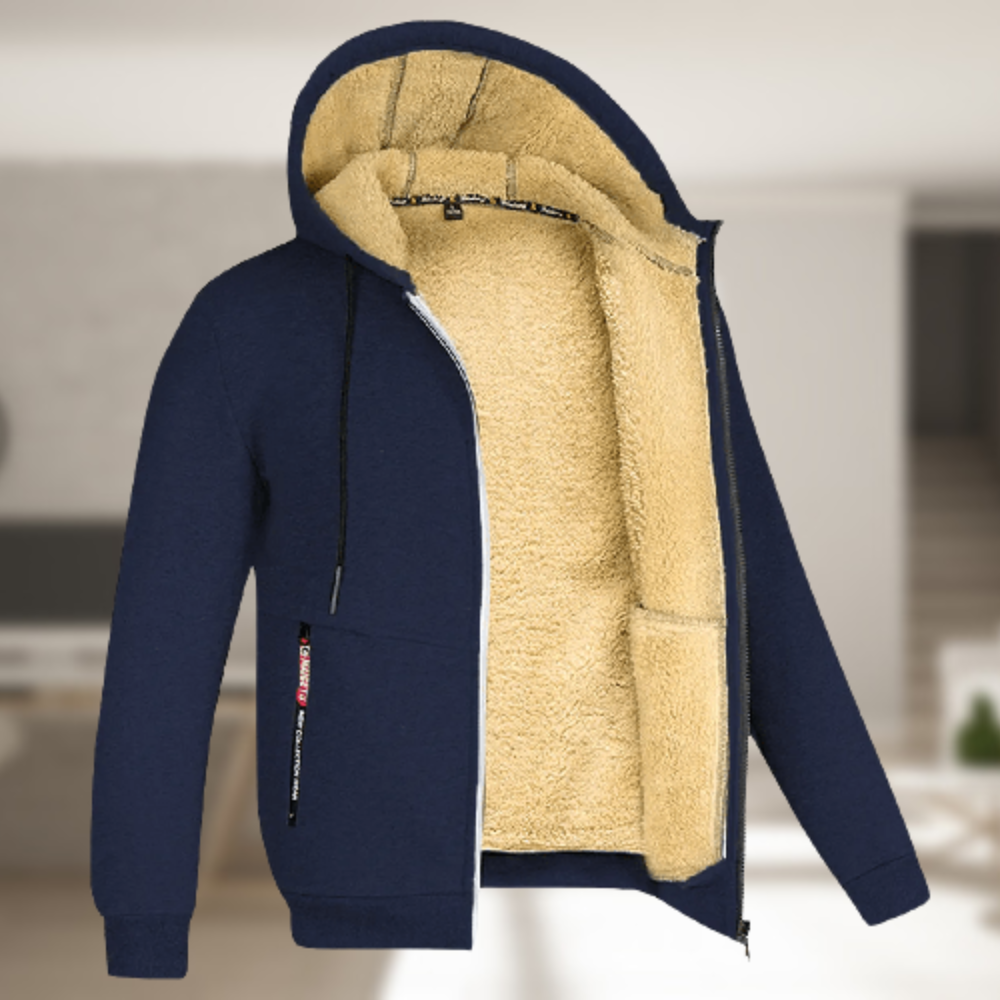 Robert - Herren Winterjacke Lässig Warm Kapuze Fleece