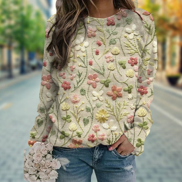 Tawnee - Lockerer Pullover mit floraler Stickerei