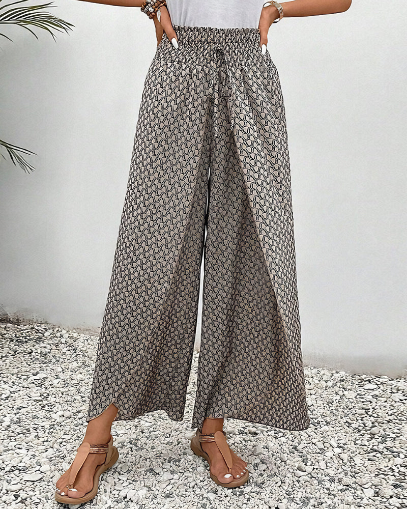 Steylla - Geometrische Hose mit weitem Bein