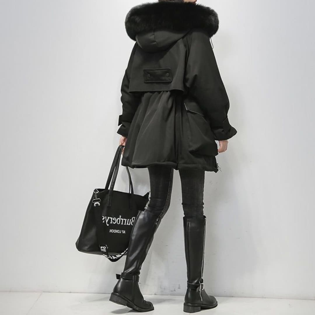 Urdina – Luxuriöser Damen Parka mit Kapuze Schwarz