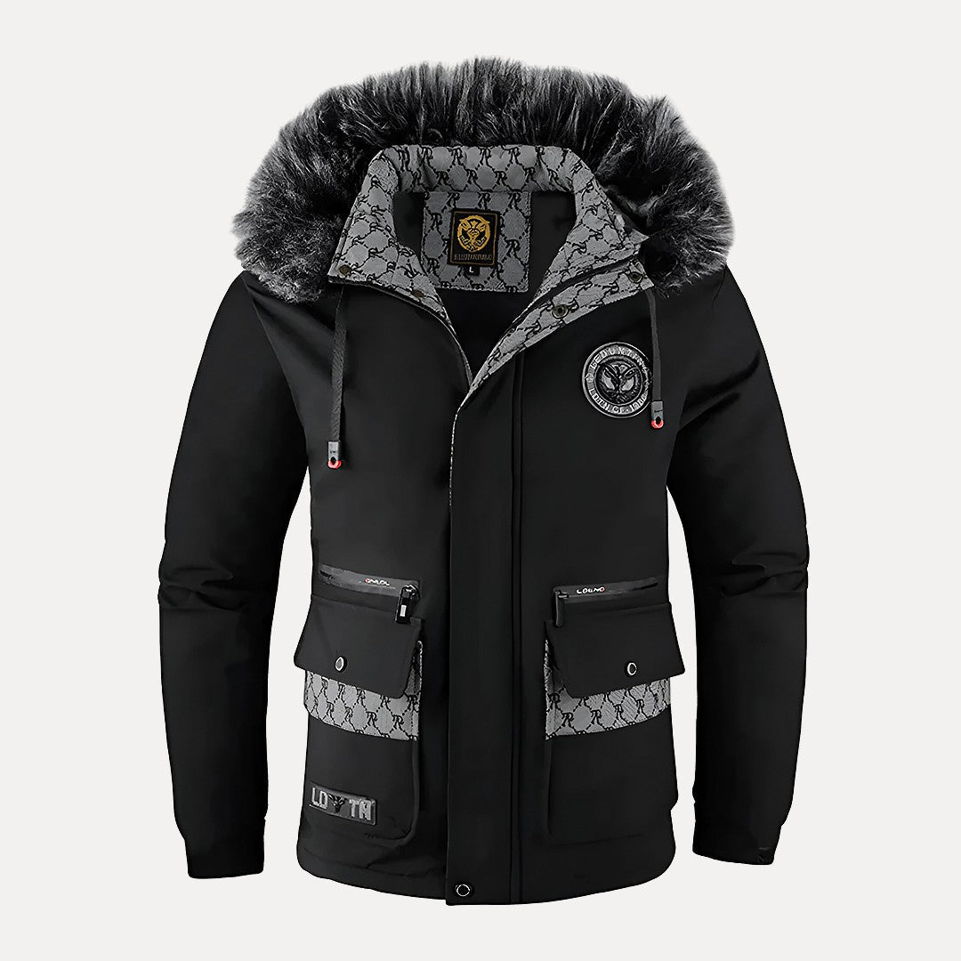 Valentina - Daunenjacke Alpine Warm Kapuze Leicht Elegant Schwarz