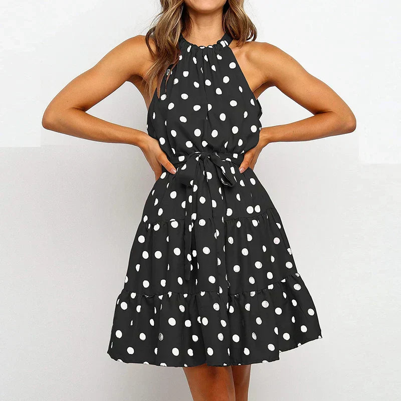 Vanna- Elegantes Sommerkleid mit Punkten Schwarz 1