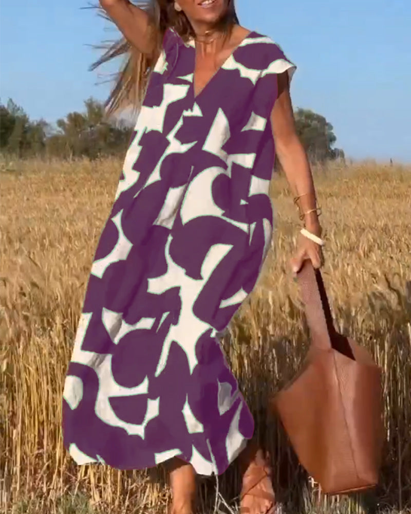Vanya - Kleid mit Aufdruck und V-Ausschnitt Lila