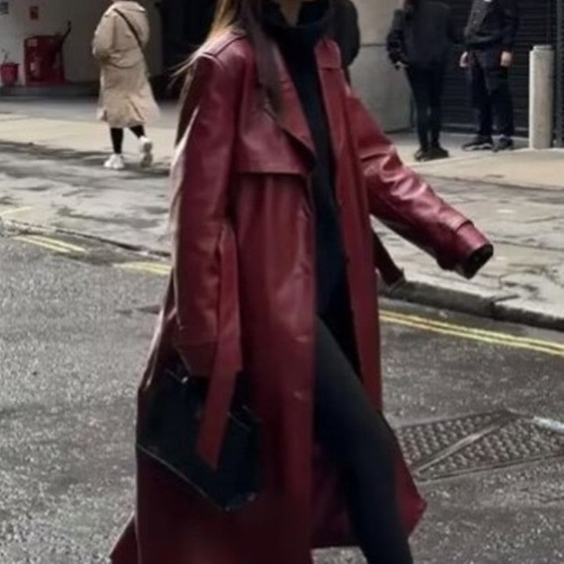 Variera Langer Trenchcoat aus Leder