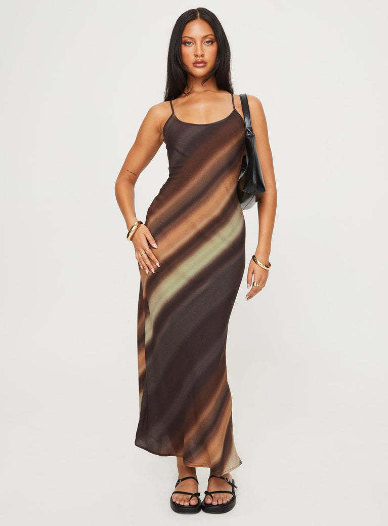 Vasiliki- Sommerliches Maxikleid mit Trägern Braun