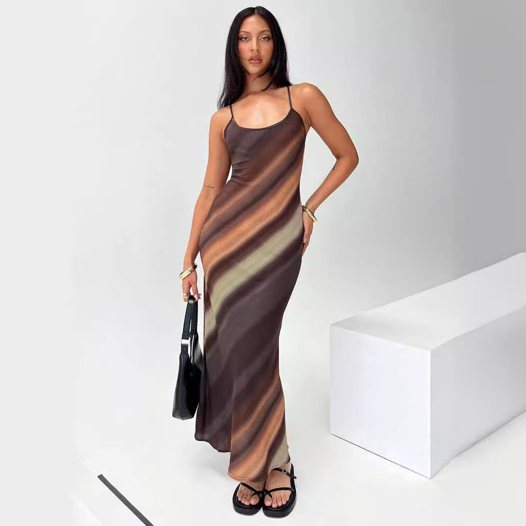  Vasiliki- Sommerliches Maxikleid mit Trägern Braun 1