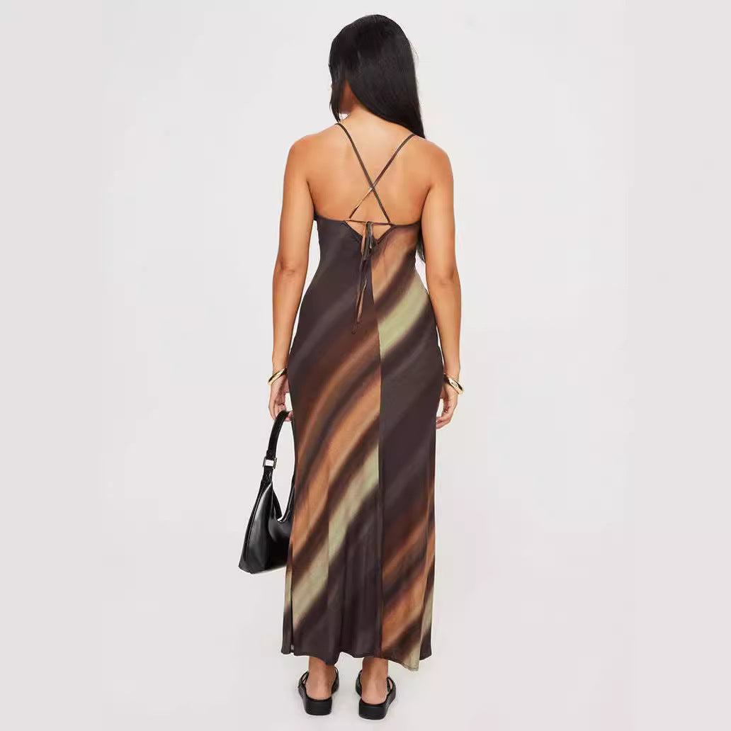  Vasiliki- Sommerliches Maxikleid mit Trägern Braun 4